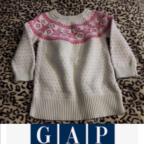 GAP pink and white starry knitted sweater - Picture 1 of 6
